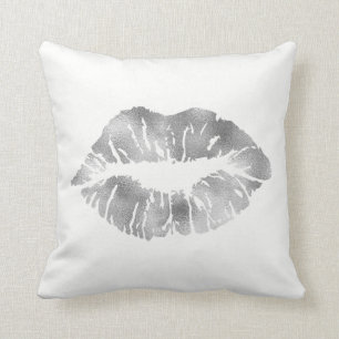 White Silver Grey Glitter Kiss Lips Makeup Minimal Cushion
