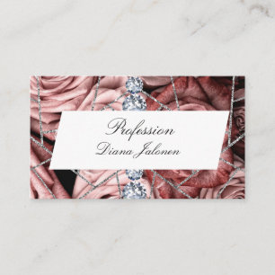 White Silver Marble Rose Black Glitter Business C Card