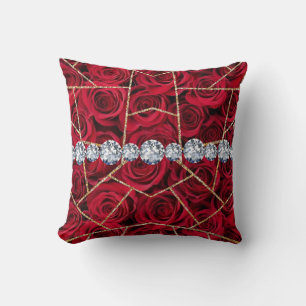 White Silver Marble Rose Black Glitter Cushion