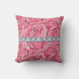 White Silver Marble Rose Black Glitter Throw Pill Cushion