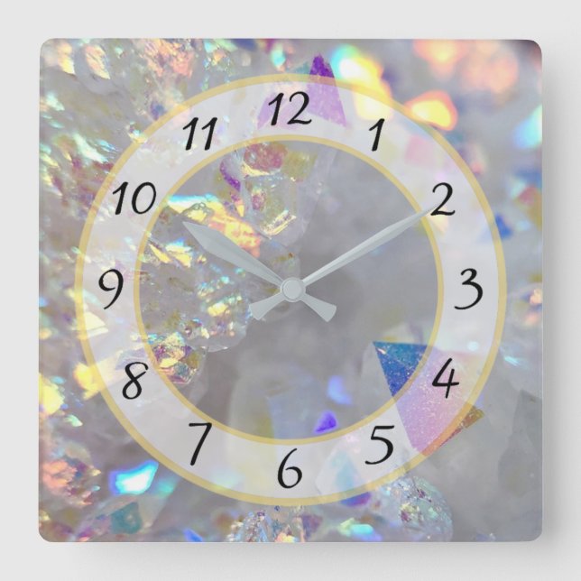 White Silver Metallic Faux Stone Gem Clock (Front)