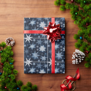White & Silver Twinkling Christmas Stars Wrapping Paper