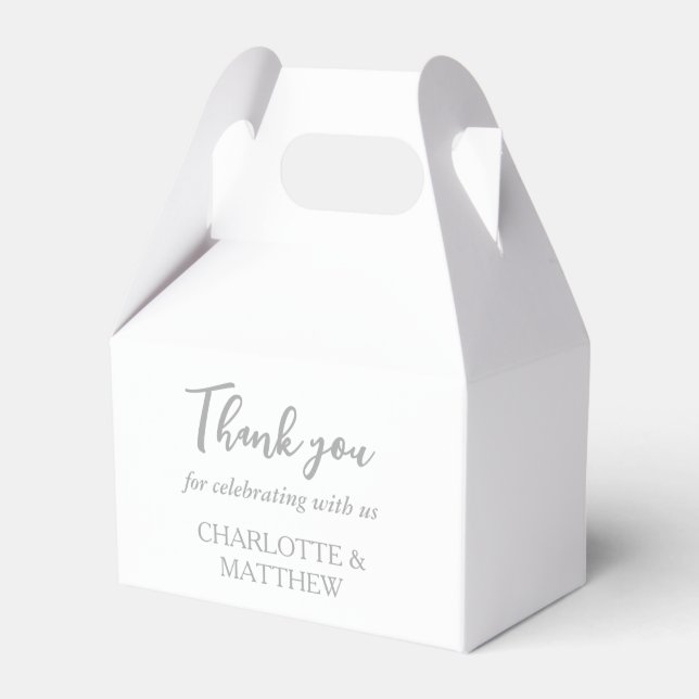 White & Silver Wedding Favour Box (Front Side)