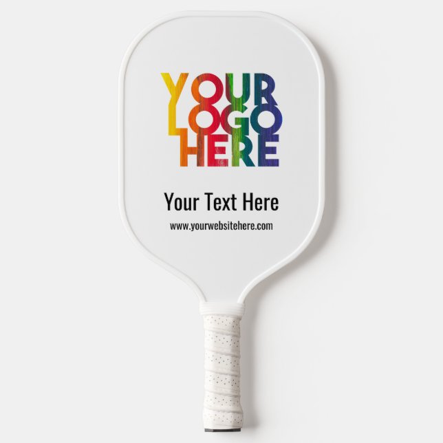 White Simple Business Logo Classic  Pickleball Paddle (Front)