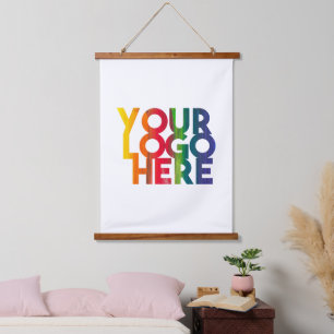 White Simple Business Logo Hanging Tapestry