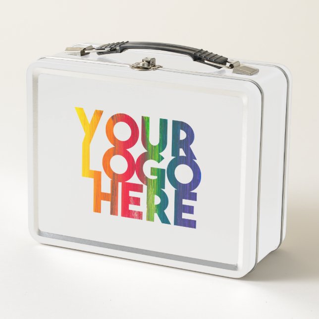 White Simple Business Logo Metal Lunch Box (Front)