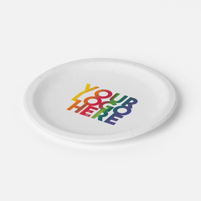 White Simple Business Logo  Paper Plate (Angled)
