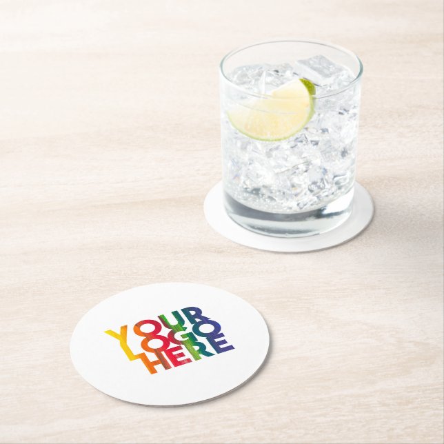 White Simple Business Logo  Round Paper Coaster (Insitu)