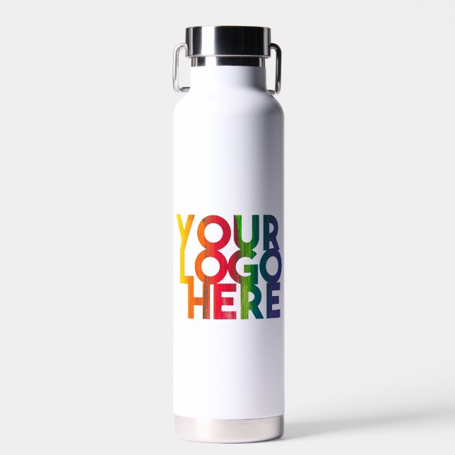 White Simple Business Logo  Water Bottle (Front)