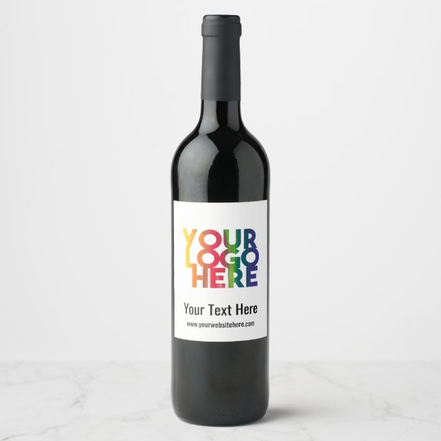 White Simple Business Logo Wine Label (Front)