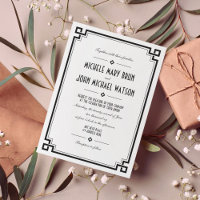 White Simple Classy Art Deco Retro Frame Wedding