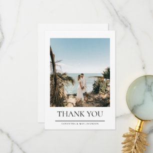 White Simple Couple Photo Wedding Thank You Card