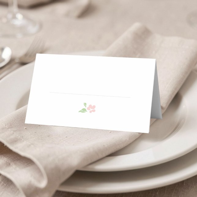 White | Simple Floral Wedding Table Place Card (Creator Uploaded)
