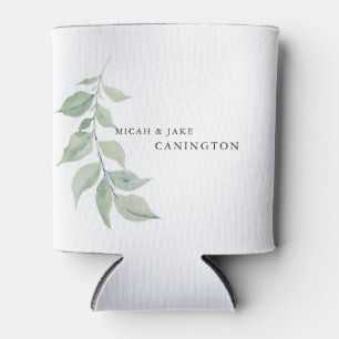 White Simple Foliage Stem Names Wedding  Can Cooler