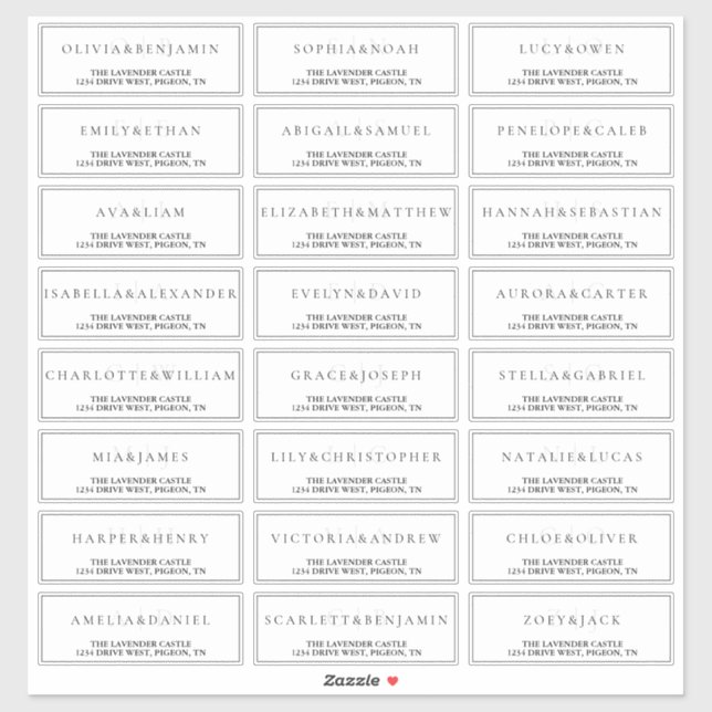White Simple Formal Wedding Address (Sheet)