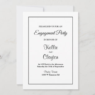 White Simple Framed Engagement Party Invitation