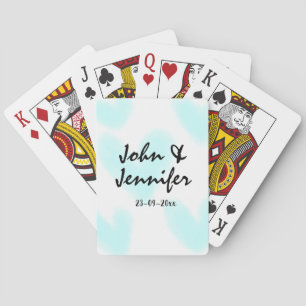 white simple minimal text style wedding blue heart playing cards