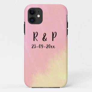 white simple minimal text style wedding pink yello iPhone 11 case