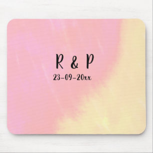 white simple minimal text style wedding pink yello mouse pad