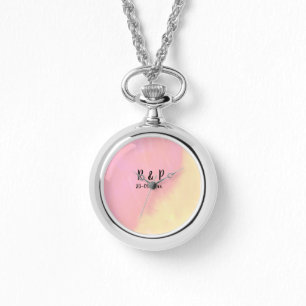 white simple minimal text style wedding pink yello watch