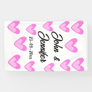 white simple minimal text style wedding pinkheart banner
