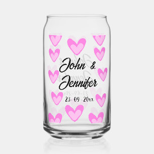 white simple minimal text style wedding pinkheart can glass