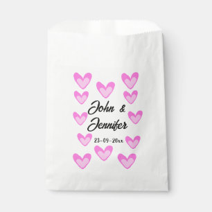 white simple minimal text style wedding pinkheart  favour bag