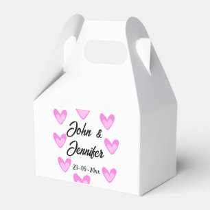white simple minimal text style wedding pinkheart  favour box
