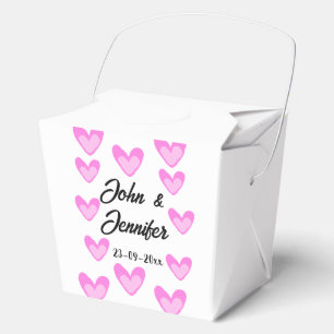 white simple minimal text style wedding pinkheart favour box