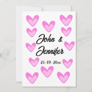 white simple minimal text style wedding pinkheart holiday card