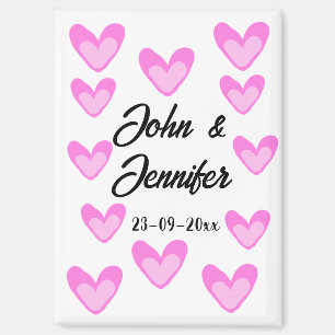 white simple minimal text style wedding pinkheart magnet
