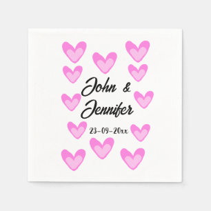 white simple minimal text style wedding pinkheart napkin