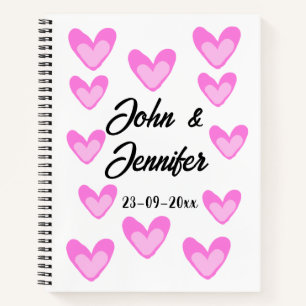 white simple minimal text style wedding pinkheart notebook