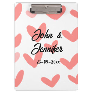 white simple minimal text style wedding red heart  clipboard