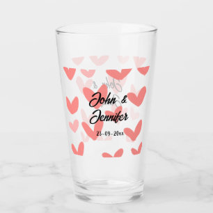 white simple minimal text style wedding red heart  glass