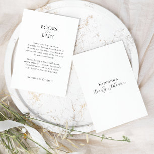 White Simple Minimalist Baby Shower Books For Baby Enclosure Card