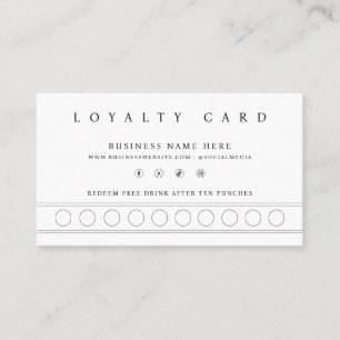 White Simple Minimalist Punch Style Reward Program Loyalty Card