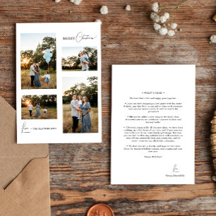 White Simple Modern Christmas Four Photo Collage Holiday Card
