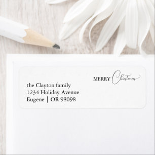 White Simple Modern Christmas Return Address Label