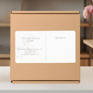 White Simple Modern Florist Shipping Labels