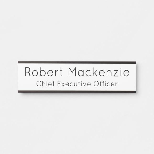 White Simple Modern Hanging Door Sign Name Plate (Front)
