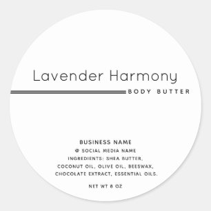 White Simple modern luxury typography product Classic Round Sticker