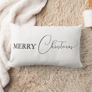 White Simple Modern Merry Christmas Custom Lumbar Cushion