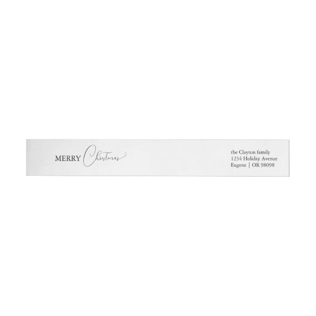 White Simple Modern Merry Christmas Return Address Wrap Around Label (Individual)