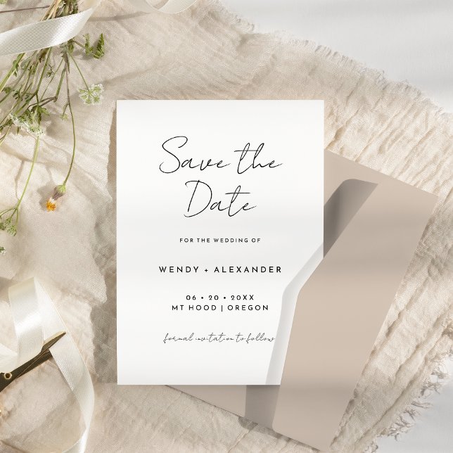 White Simple Modern Script Save The Date (Creator Uploaded)