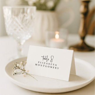 White Simple Modern Wedding Calligraphy Table Number
