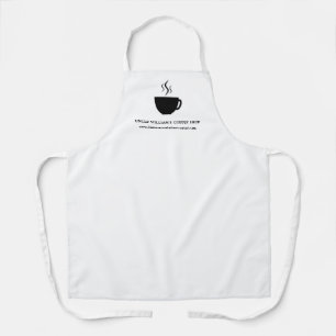 White Simple Personalised Shop Café Coffee Cup Apron