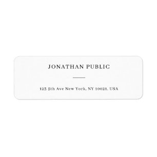 White Simple Personalised Template Return Address Label