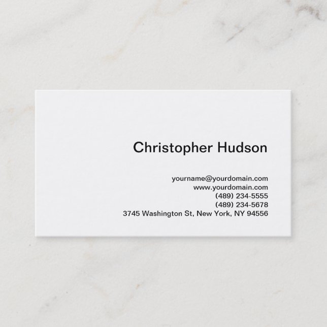 White Simple Plain Business Card (Front)