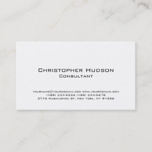 White Simple Plain Consultant Business Card